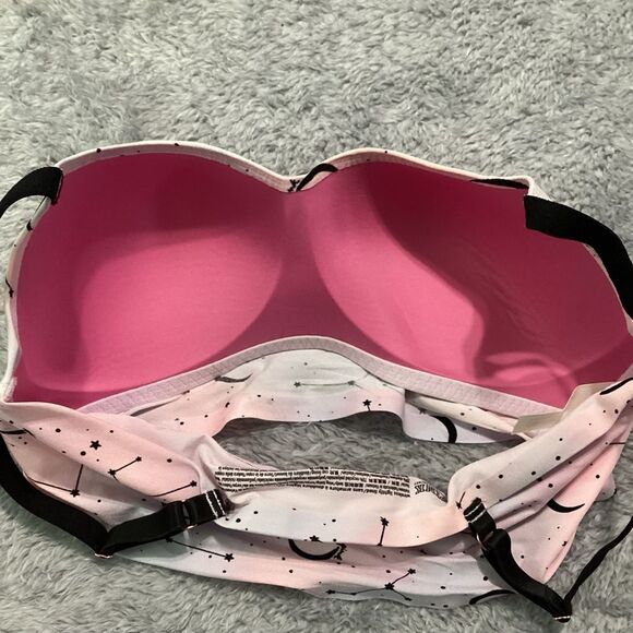 PINK Victoria's Secret Loungin' Scoop lightly lined bra Celestial Print Sz L - Picture 6 of 8